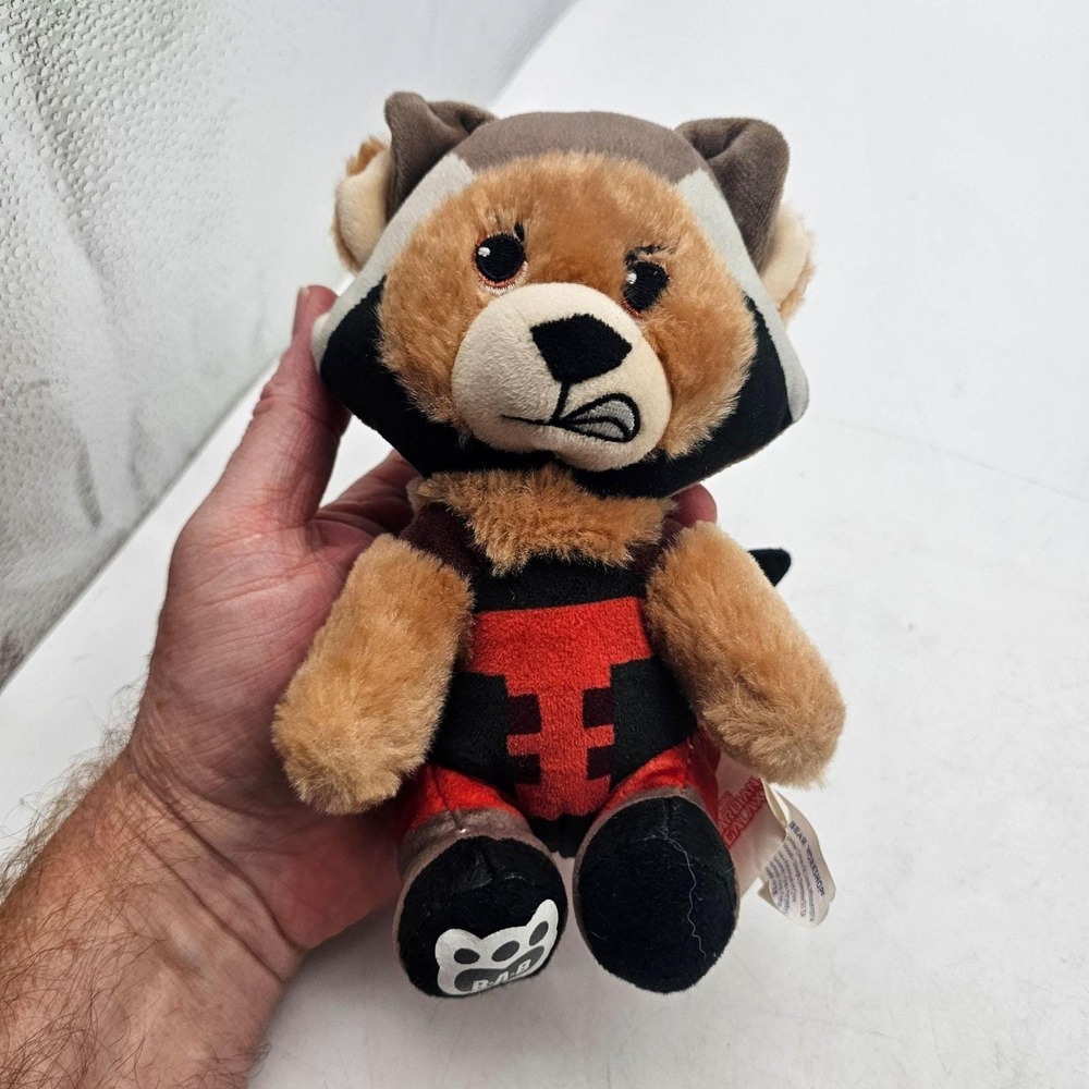 Build-A-Bear Workshop Rocket Raccoon Plush Stuffed 7" Brown Marvel Washable